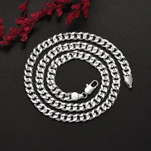 24 Inch 7mm 14K Yellow Gold Men Awesome 24 Inches Flat Cuban Necklace  x 7mm Wide display picture 1